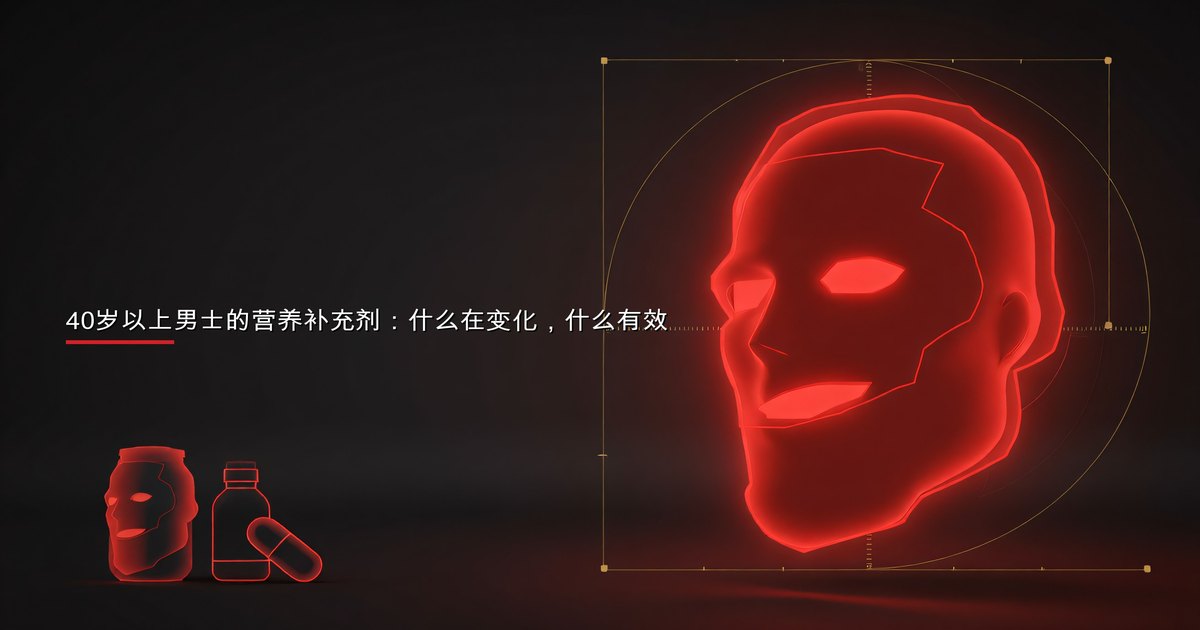 40岁以上男士的营养补充剂 — 维生素D、omega-3、镁和其他针对性营养素排列在干净的表面上