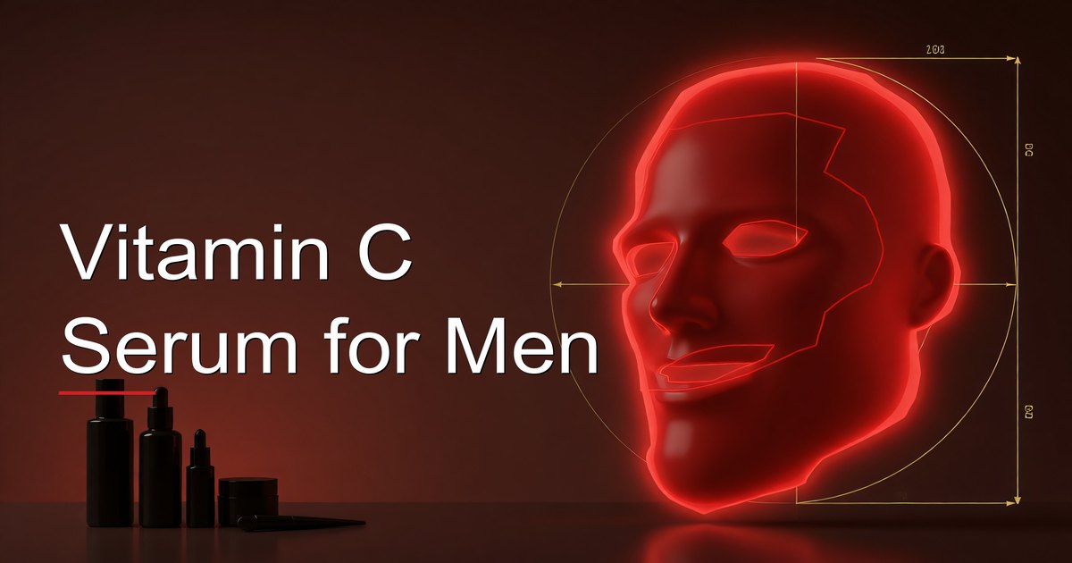 男士在晨间护肤流程中涂抹维生素 C 精华